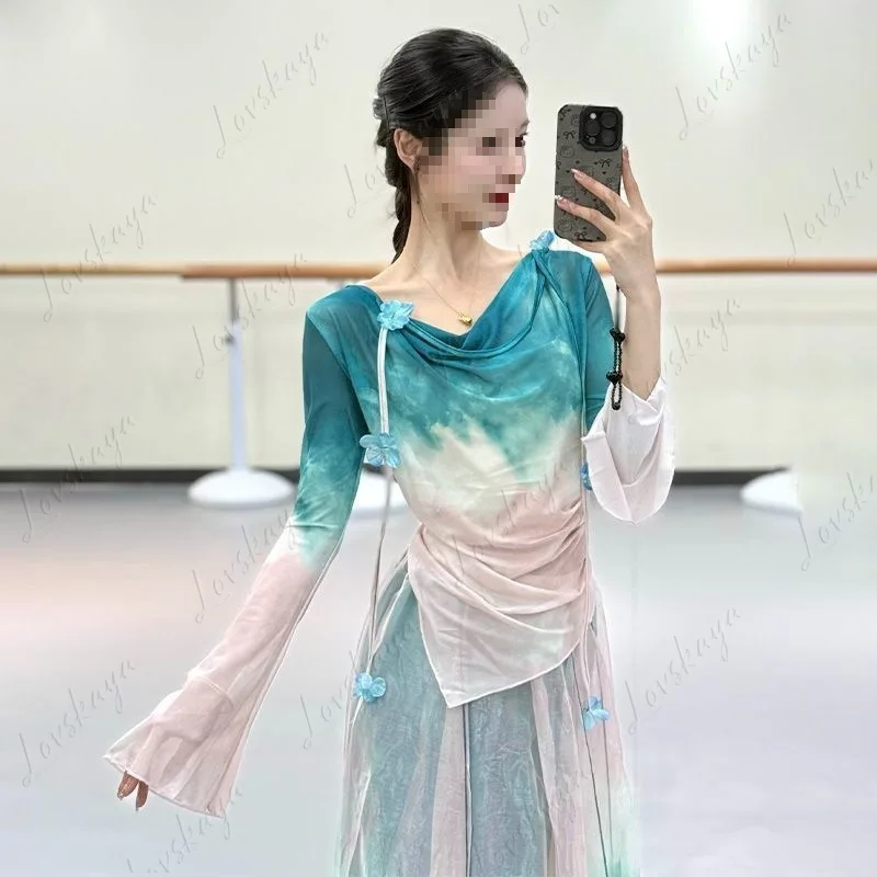 New Classical Dance Clothes Gradually Change Body Rhyme Gauze Clothes Women's Chinese Dance Folk Dance Elegant