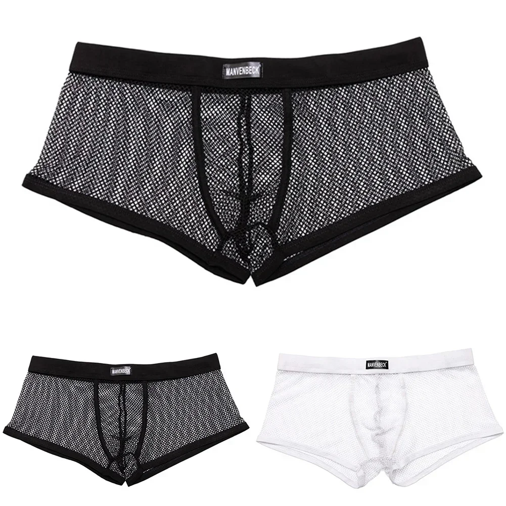 الاستخدام اليومي الرجال الملاكم السراويل تنفس سراويل العلامة التجارية الجديدة النمط الكلاسيكي مريحة تناسب حزام مطاط منخفضة الخصر