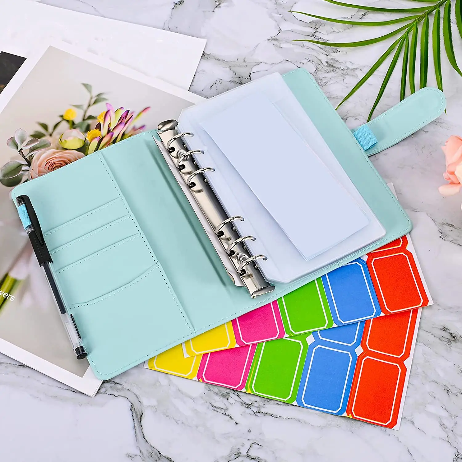 A6 Budget Binder with Zipper Envelopes-Money Organizer for Cash with 20 Cash Envelopes for Budgeting, Cash Binder