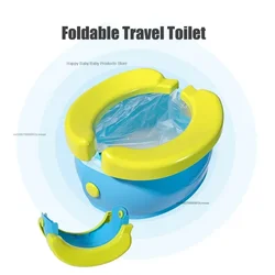 Potty portátil dobrável para crianças, assento de treinamento para bebês, externo e interno, fácil de limpar, inclui 20 sacos de lixo