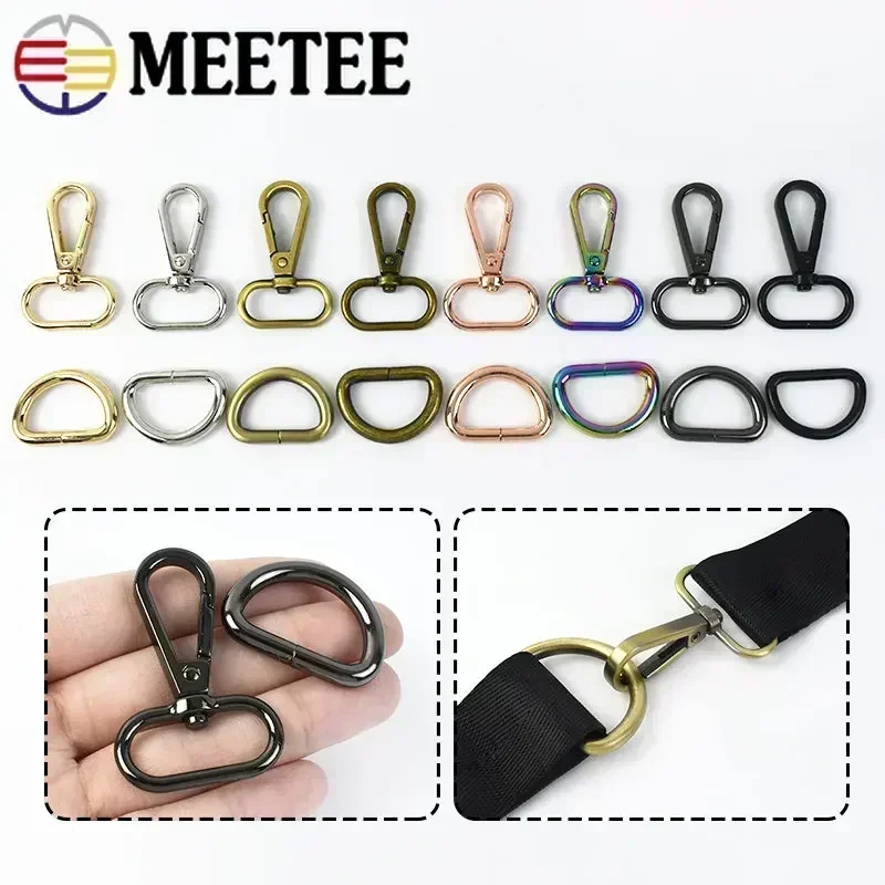 3Sets 20/25/32/38mm Metal D Ring Lobster Clasp Bags Strap Buckles Pet Collar Carabiner Snap Hook DIY KeyChain Bag Part Accessory