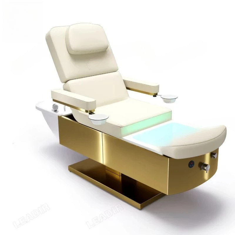 

Salon Furniture Reclining Backrest Head Foot Spa Shampoo Chair Salon Electric Multifunctional Pedicure Shampoo Bed