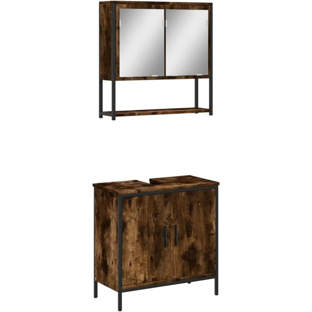 Bathroom Furniture Set 2 pcs Smoked Oak