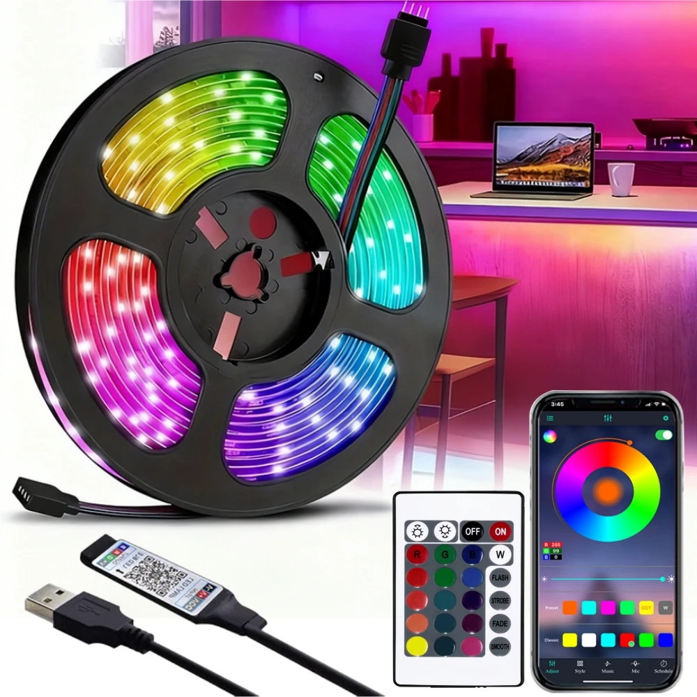 LTG-GEE RGB LED Strip Lights Music Sync USB 5V Remote Control Led Ribbon Flexible Lamp For Room Party TV Desk Bedroom Decoration