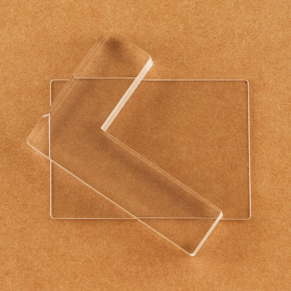 2pcs/set Small Clear Acrylic Stamp Positioner Kit Wood Stamp Positioning Tool L-shape for DIY Stamping Inking Card Project
