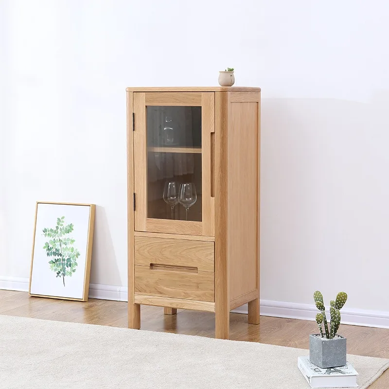 

cloud wine cabinet North American oak living room simple modern glass door display cabinet combined side cabinet