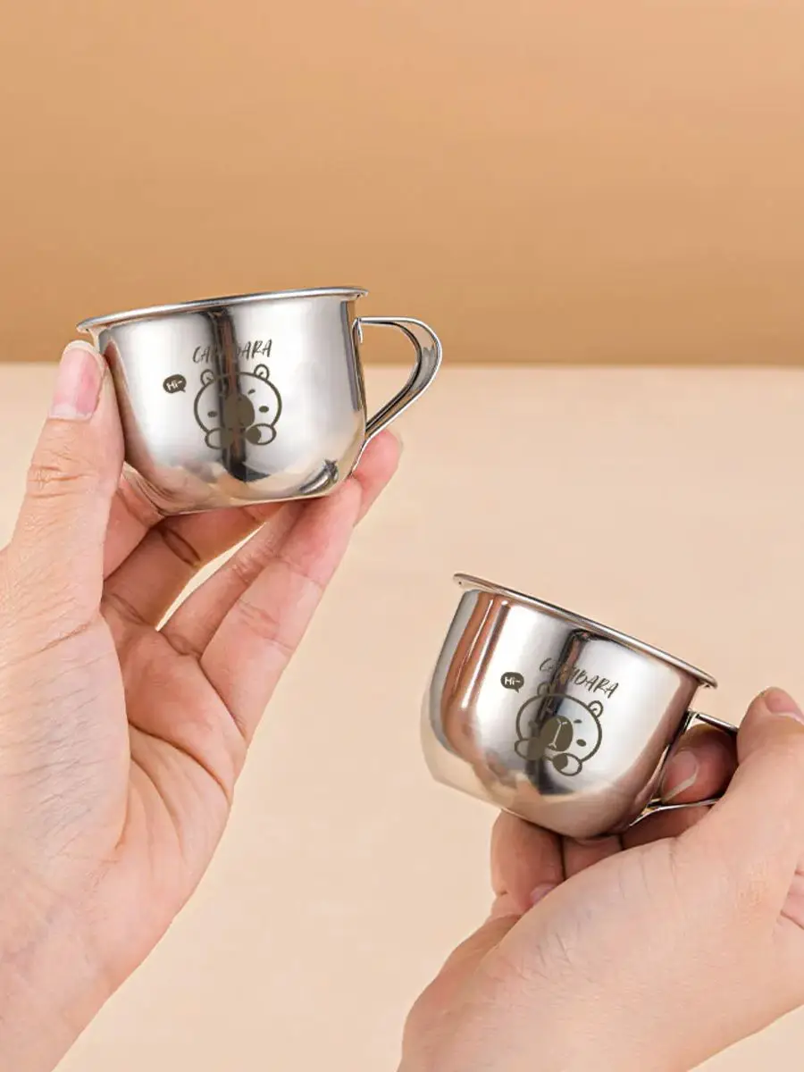 WORTHBUY Mini tasse d'eau en acier inoxydable 304, avec poignée, mignonne tasse à café au lait Capybara, tasse à boire Durable pour enfants étudiants