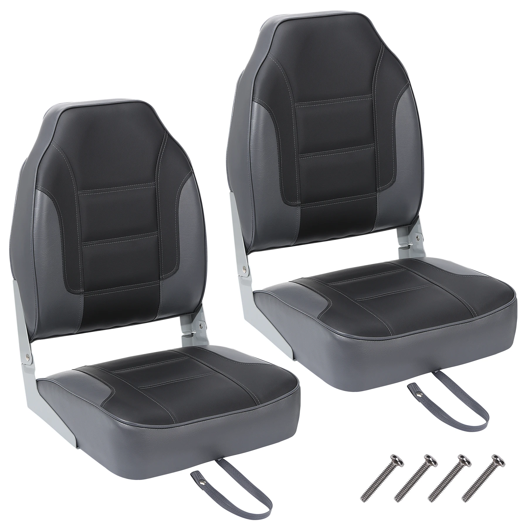 Set of 2 High Back Folding Boat Seats, 4