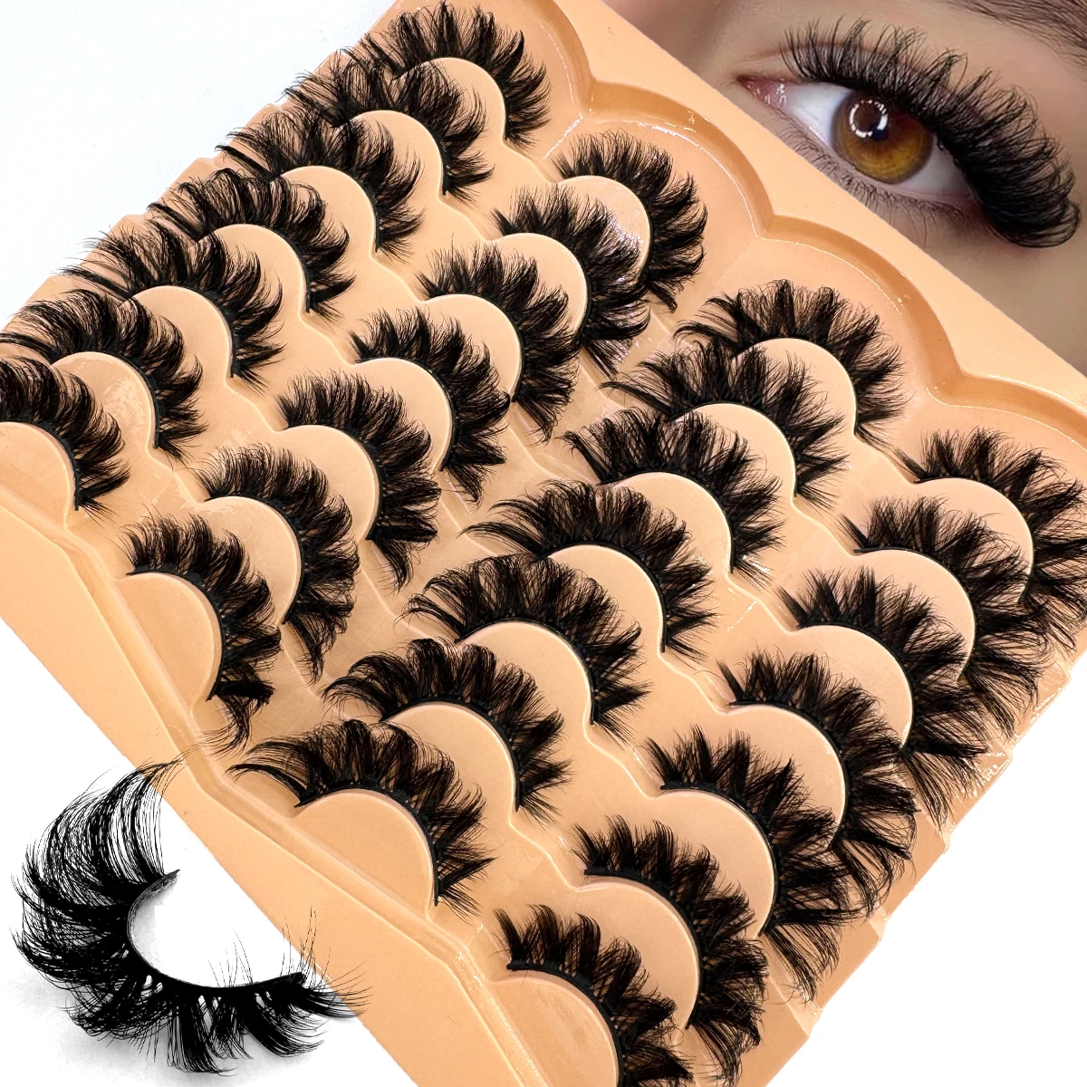 Hbzgtlad 14 pares de cílios de vison em massa volume russo fofo natural cílios postiços grossos dramáticos cílios de vison atacado maquiagem