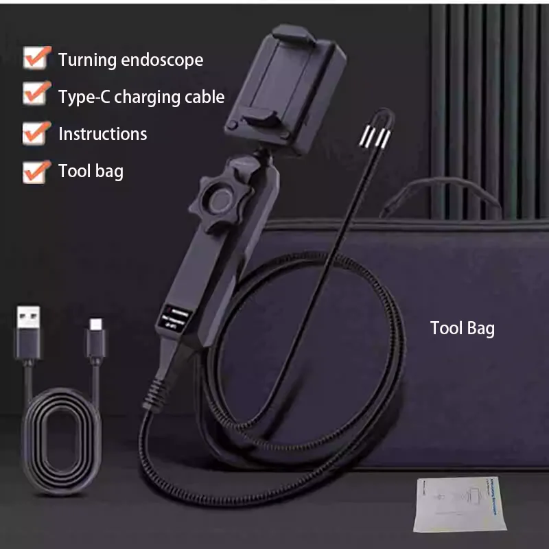 Obiettivo da 6mm 1080P 360 ° sterzo endoscopio telecamera HD manutenzione auto motore rilevamento deposizione di carbonio WiFi collegare al telefono