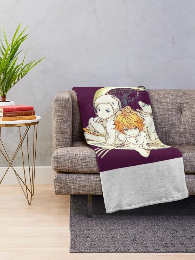 Yakusoku no Neverland|The Promised Neverland - Emma, Norman and Ray (Sketch) Throw Blanket Plush blankets and throws Blankets