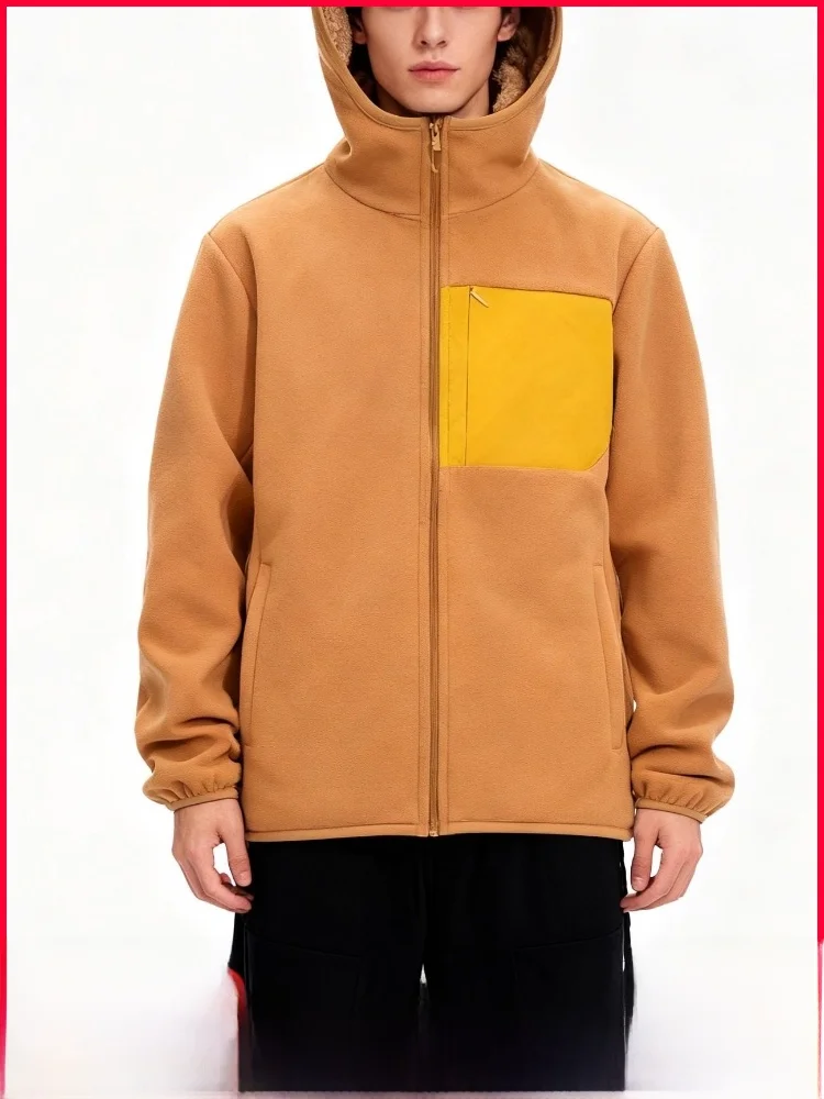 

Thiened Fce Men's Casual Hooded Jaet Double Layer Thermal Insulation Loose Fit Autumn Winter New Sle Versatile Comfo...