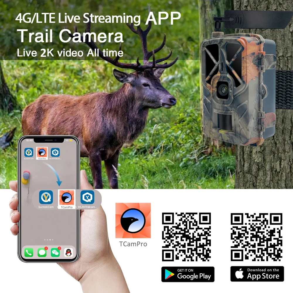 HC-935Pro 2K Outdoor 4G APP Hunting Camera Wireless 30MP Trail and Game Camera Infrared Night Vision Wildlife Animal Scouting