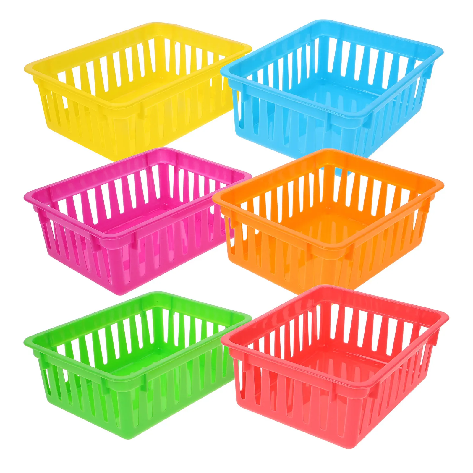 6 Pcs Classroom Trays Supply Baskets Plastic Organizers Storage Book Bins Containers Drawer Organization