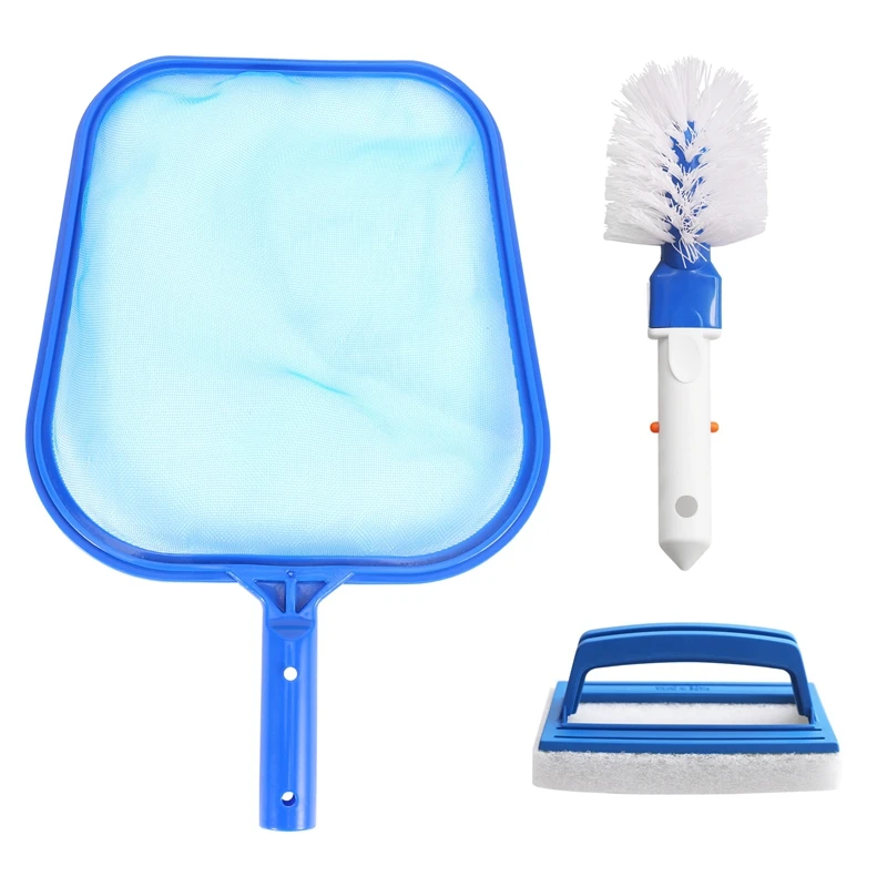 Pool Cleaning Kit, Portable Spa Hot Tub Swimming Pool Accessories With Leaf Skimmer Net, Sponge Brush