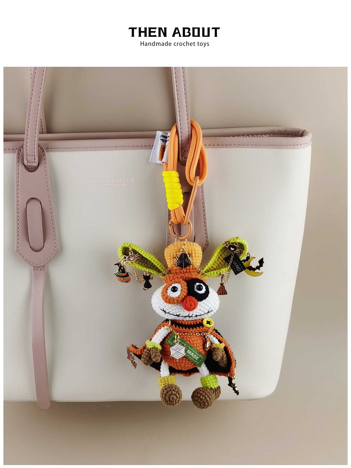 Elegant Heavy Industry Waste Doll Backpack Bag Pendant Keychain School Bag Hanging Decoration Gift Cartoon Pattern Weaving Craft
