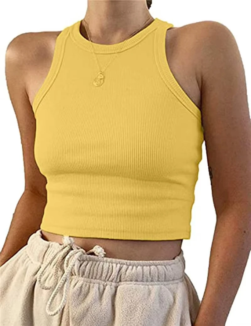 Crop Top Ribbed Tan… - image