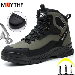 New Men Work Safety Boots Steel Toe Shoes High Top Indestructible Shoes Anti-smash Anti Puncture Protective Shoes Work Sneakers