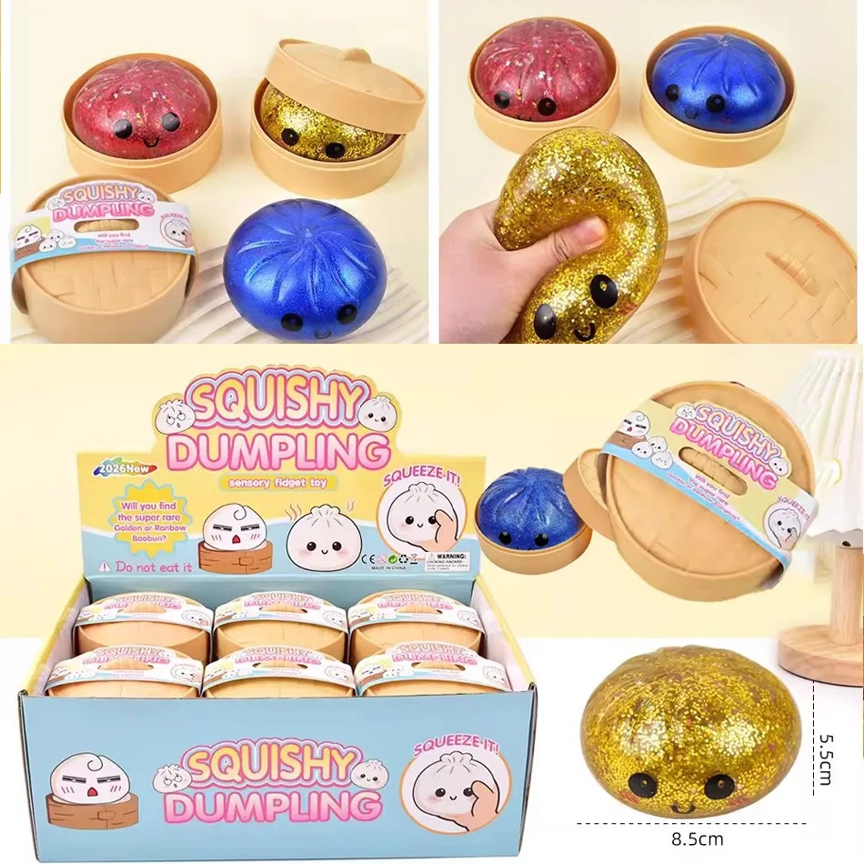 Simulation Flash Dumpling Steamer Bun Ornament Slow Rebound Soft Pinch Decompression Office Home Decor Kids Adults Birthday Gif