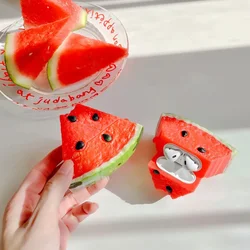 Summer Cute 3D Watermelon Earphone Case For Airpods 4 Soft Silicone Charging Box For Airpods 1 2 3 Pro Wireless Headphone Cover