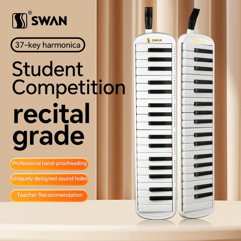 SWAN 37 Key Melodica Musical Instrument Soprano Melodica Air Piano Keyboard with Carrying Bag Mouthpieces Gift, Wipe Cloth