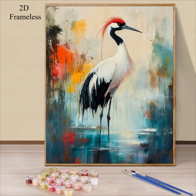 Oil Painting By Numbers Kits Abstract Style Red-Crowned Crane Number Drawing Canvas DIY Pictures By Numbers Home Decor