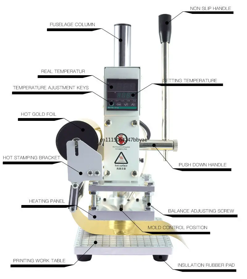 For 5*7/8*10/10*13CM Digital Display Manual Hot Foil Stamping Machine Leather PVC Paper Embossing Marking Tool