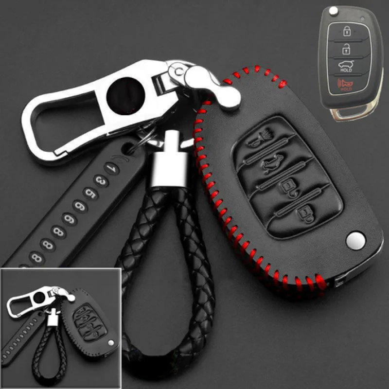 

Чехол для ключей автомобиля из натуральной кожи A + для Hyundai Santa Fe Sonata Tucson I40