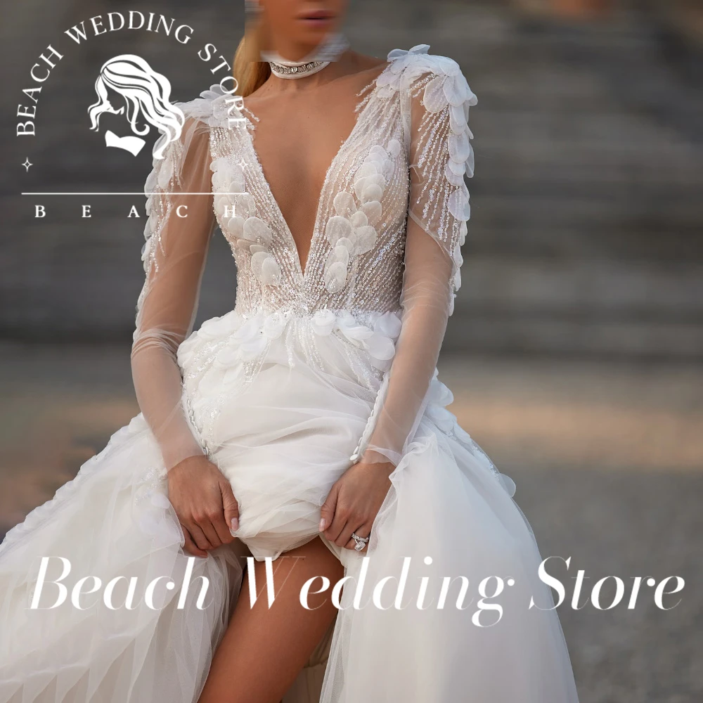 Beach Customized See thorugh Cap Sleeve Ruffles Backless Pleats Ruching A-Line Heavy Industry Wedding Dresses Empire Bohemian