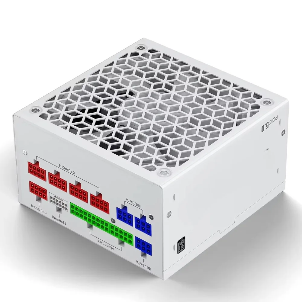 Unit Catu Daya Komputer PC Gaming PSU ATX 1200W 1000W 750W Hitam & Putih Modular Penuh