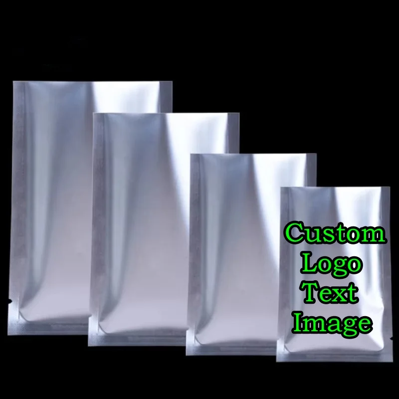 

200PCS Matte Silver Open Top Aluminum Foil Bag DIY Logo Heat Sealing Matcha Tea Ground Coffee Snack Sugar Candy Storage Pouches