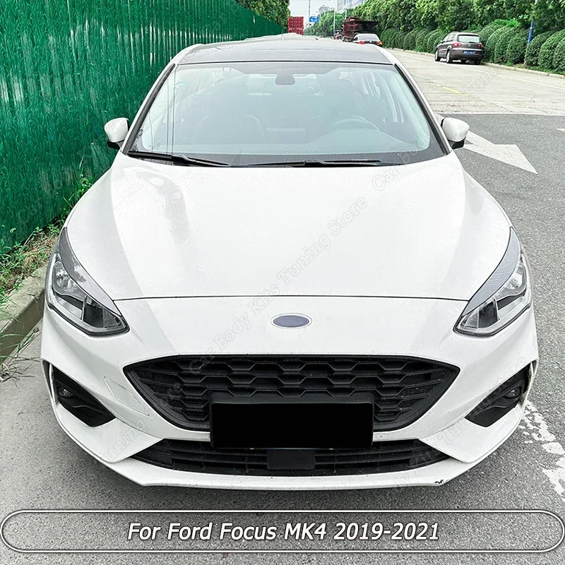 

Передняя фара для Ford Focus MK4 2019-2021, крышка для век для бровей, отделка, крышка лампы, наклейки, автомобильные аксессуары, глянцевый черный АБС-пластик