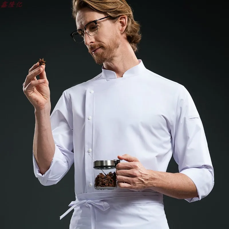 Hotel Chef Black Work Uniform Long Sleeve Western Restaurant Catering Hotel Chef White Shirt Fashion Workwear Men