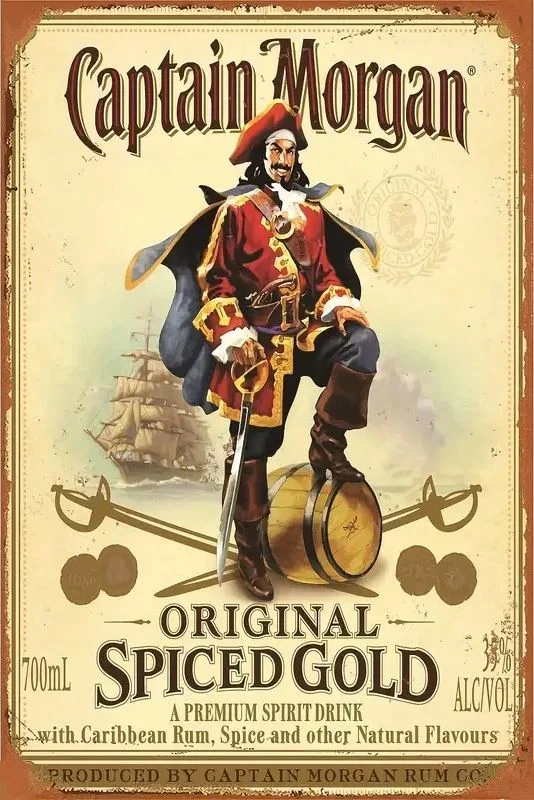 Captain Morgan Sign Wall Art - Decorative Poster for Man Cave Bar Pub Garage Kitchen Garden Bathroom Office Home