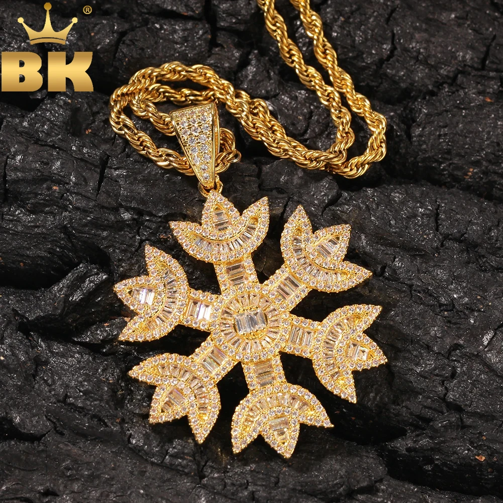 TBTK Snowflake Charm Pendant Necklace Trendy Jewelry Hiphop CZ Stones Men Copper Fashion Gifts Wholesale chain