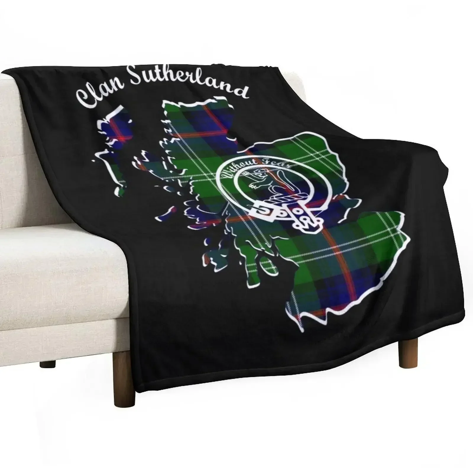 Clan Sutherland Scotland Map Crest Throw Blanket Bed linens Luxury Thicken Blankets