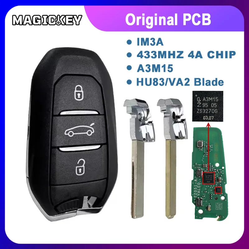 

Original For Peugeot 307 308 3008 508 5008 For Citroen C3 C4 For Opel IM3A A3M15 4A Chip 433MHz Smart Remote Car Key