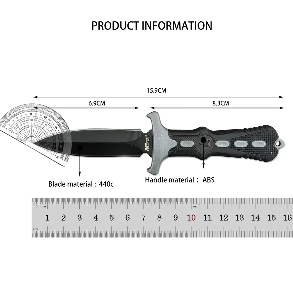 Easy To Carry Black Survival Fixed Blade Knife 440C Blade ABS Handle Outdoor Rescue Tools Tactical Hunting EDC TOOLS