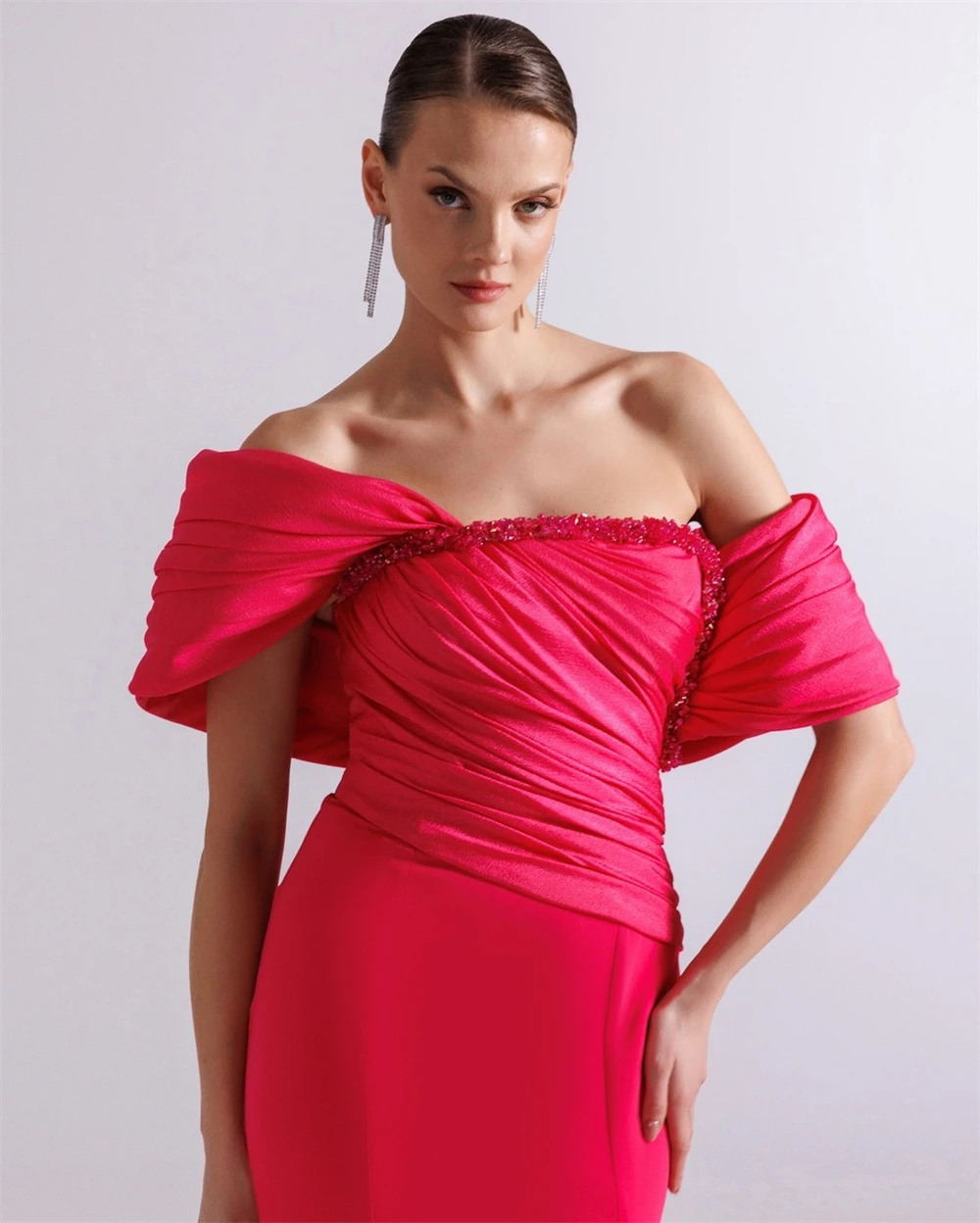 Sukienki wieczorowe w kolorze różu syreny, szyte na miarę, klasyczne sukienki bez ramiączek, z odkrytymi ramionami, na powrót do szkoły, miękkie suknie na specjalne okazje.