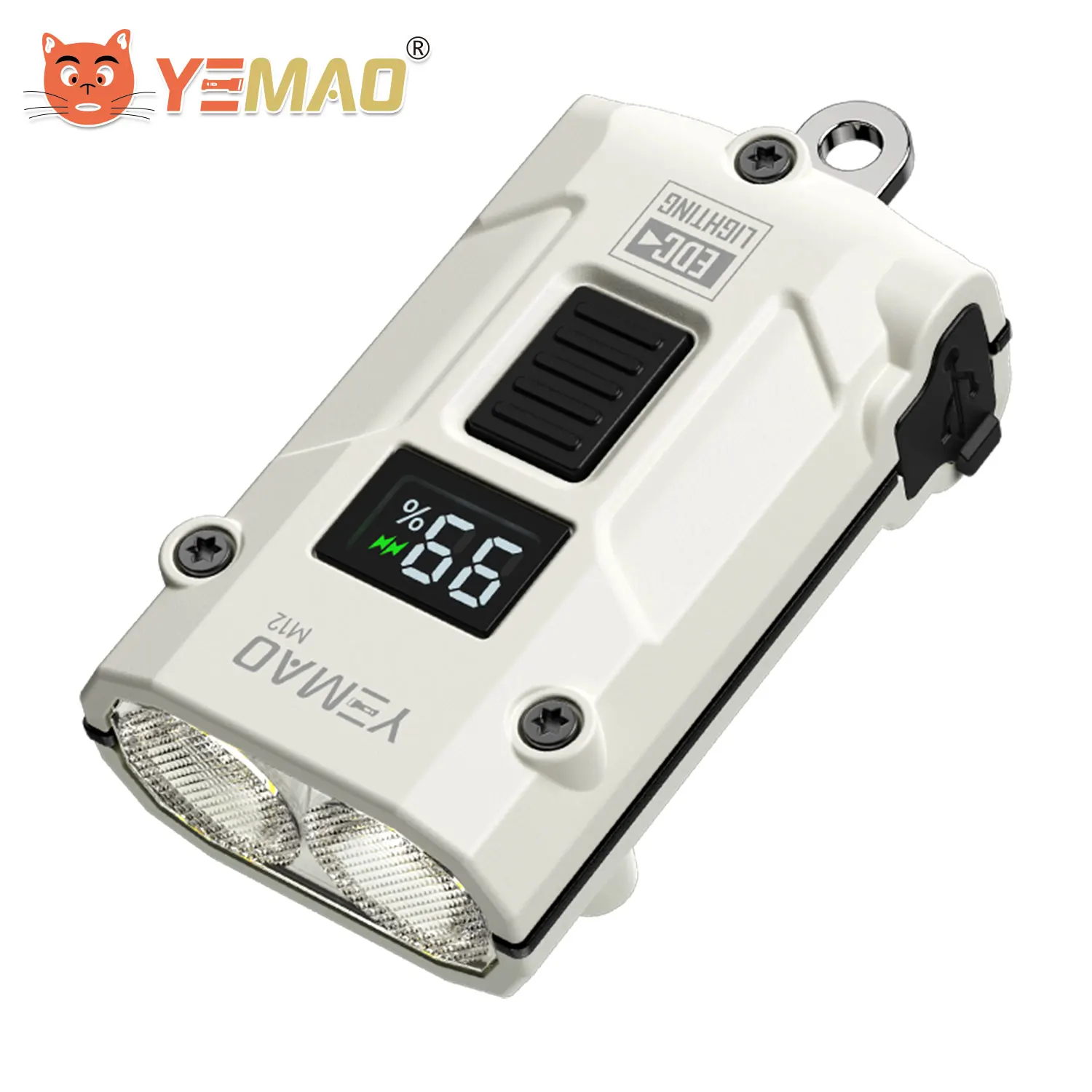 

YEMAO M12 EDC Flashlight 300lm USB-C Rechargeable 3000K-6500K CCT Aluminum Keychain Light with Power Display