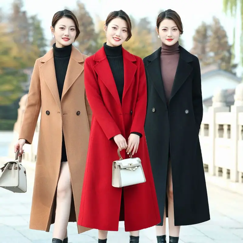 

Autumn and Winter New High Grade Double Sided Fleece Coat Women's Medium To Large Slim Fit Fleece Coat