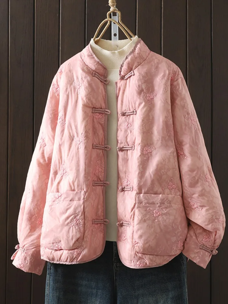 

Новый китайский хлопковый джет с вышивкой и воротником-стойкой, женская зимняя высококачественная верхняя одежда на пуговицах