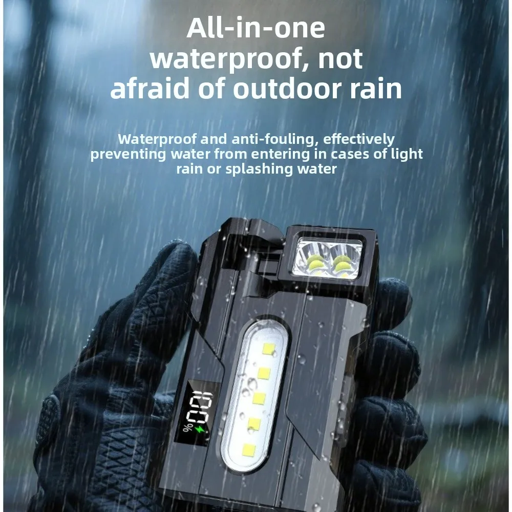 مصباح يدوي جديد محمول مقاوم للماء ضوء مزدوج قابل لإعادة الشحن ضوء صغير قابل للتعديل المشاعل المغناطيسية في حالات الطوارئ في الهواء الطلق #5