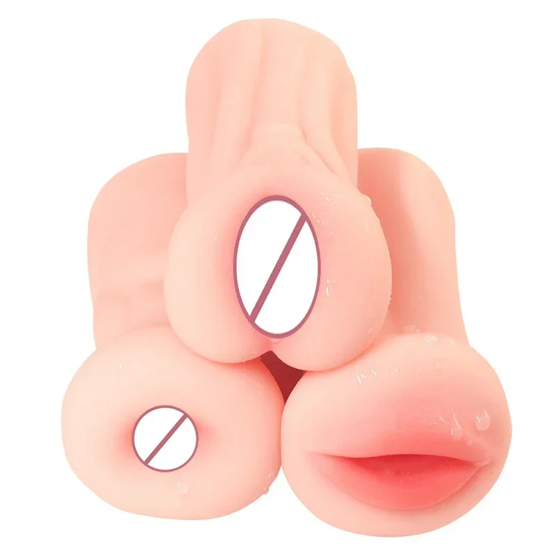 Male Soft Silicone Masturbation Cup Sex Toys 4D Realistic Deep Throat  Mouth Vagina Anal Vacuum Stimulator Men Goods For Adults