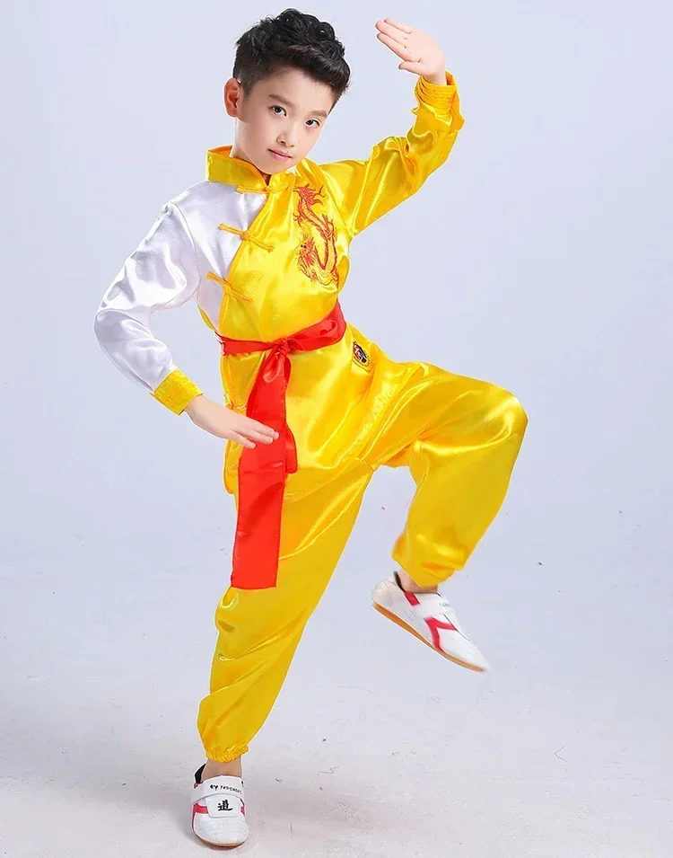 ملابس Wushu الصينية التقليدية للأطفال ، أزياء فنون الدفاع عن النفس ، بدلة الكونغ فو ، الفتيات والفتيان ، مجموعة زي أداء المرحلة