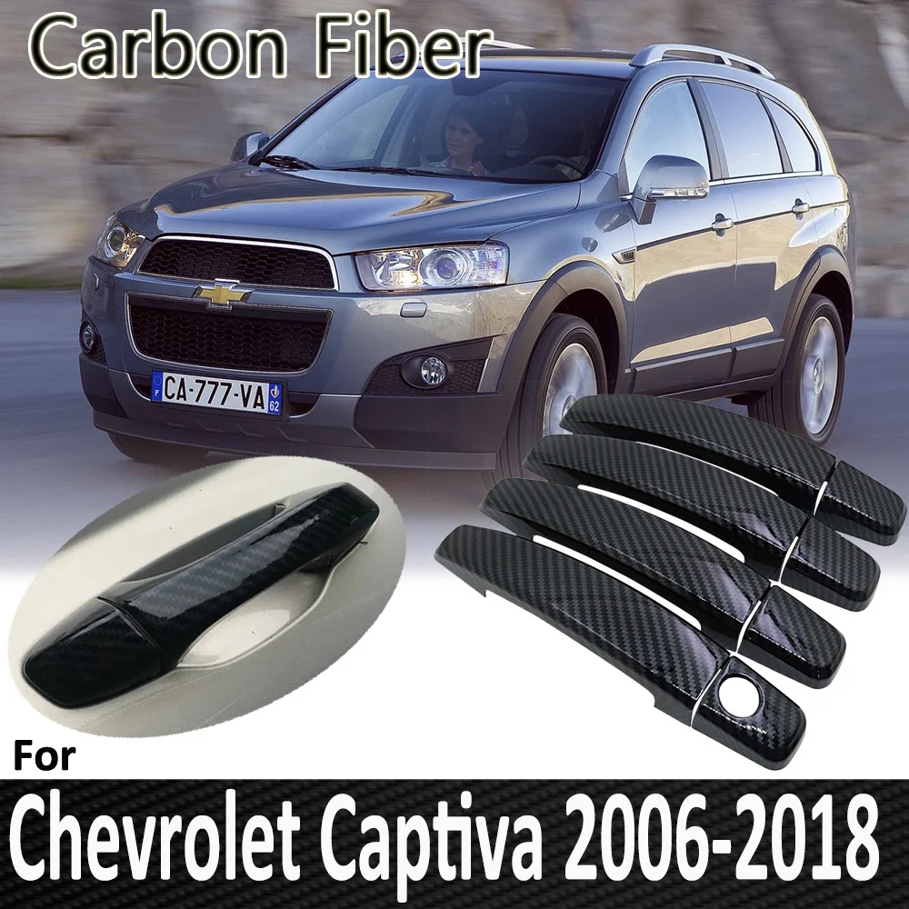 Black Carbon Fiber for Chevrolet Holden Captiva Daewoo Winstorm 2006~2018 2014 2015 2016 2017 Door Handle Cover Car Accessories