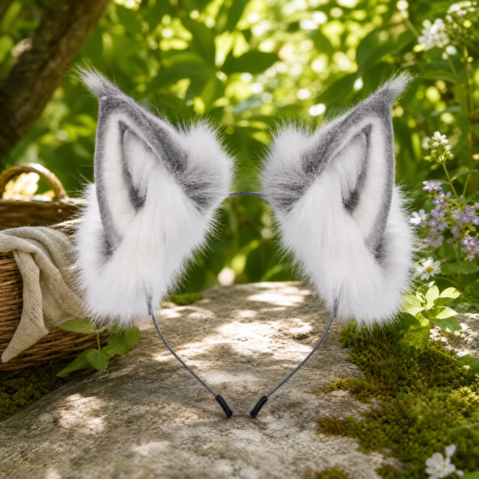 動物コスプレセット。軽量で、人工毛を使用した動物の耳のヘッドバンド。サイズ調整可能。コスプレイヤー向けの仮装用。