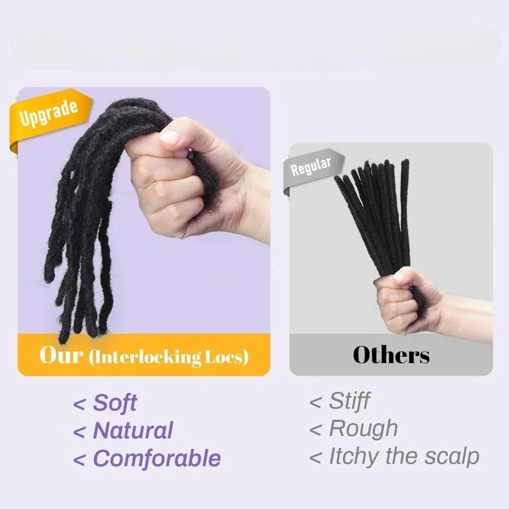 # 613 28 Zoll Loc-Extensions aus Echthaar 0,4/0,6/0,8 cm Breite Dreadlock-Extensions Naturschwarz 30 Strähnen Haarverlängerungen 1B 27 99J – Detail 2