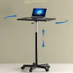 Height Adjustable Computer Desk with Rolling Wheels, Small Size, and Stand-up Workstation Design for Home Office