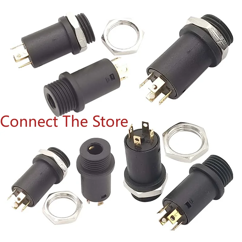 5PCS PJ-3164 4-pole Round Tube Type Nut-mounted Headphone Socket High-quality 4-segment 3.5  